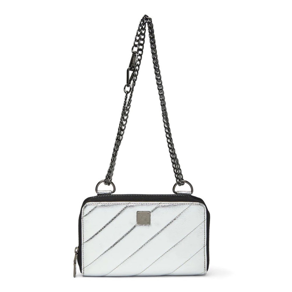Think Royln Starlet Wallet Bag in Luxe Crackled Silver